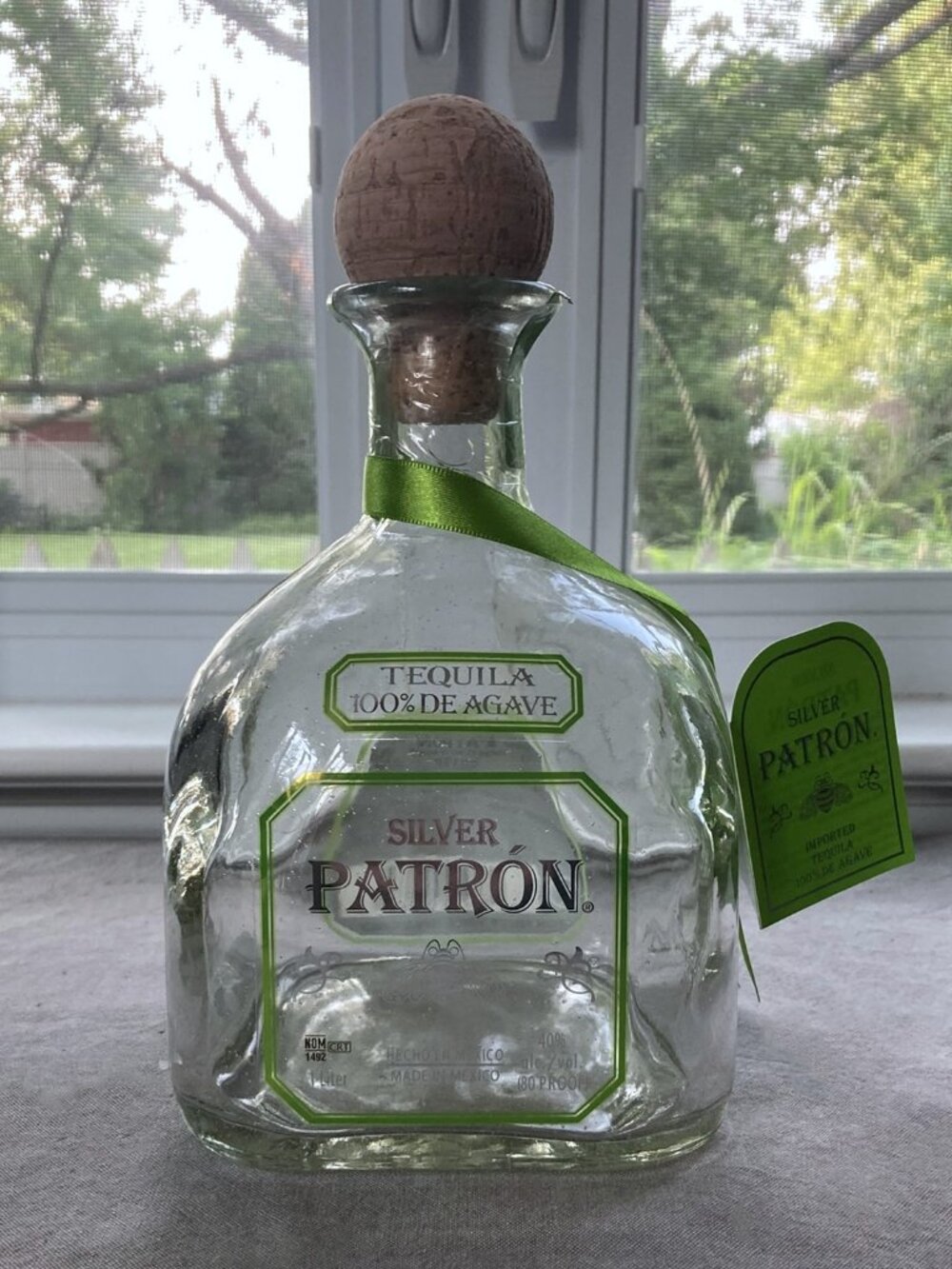 Empty Patron Tequila Bottle 1L Original, with Cork, ManCave, Craft, Upcycle, DIY